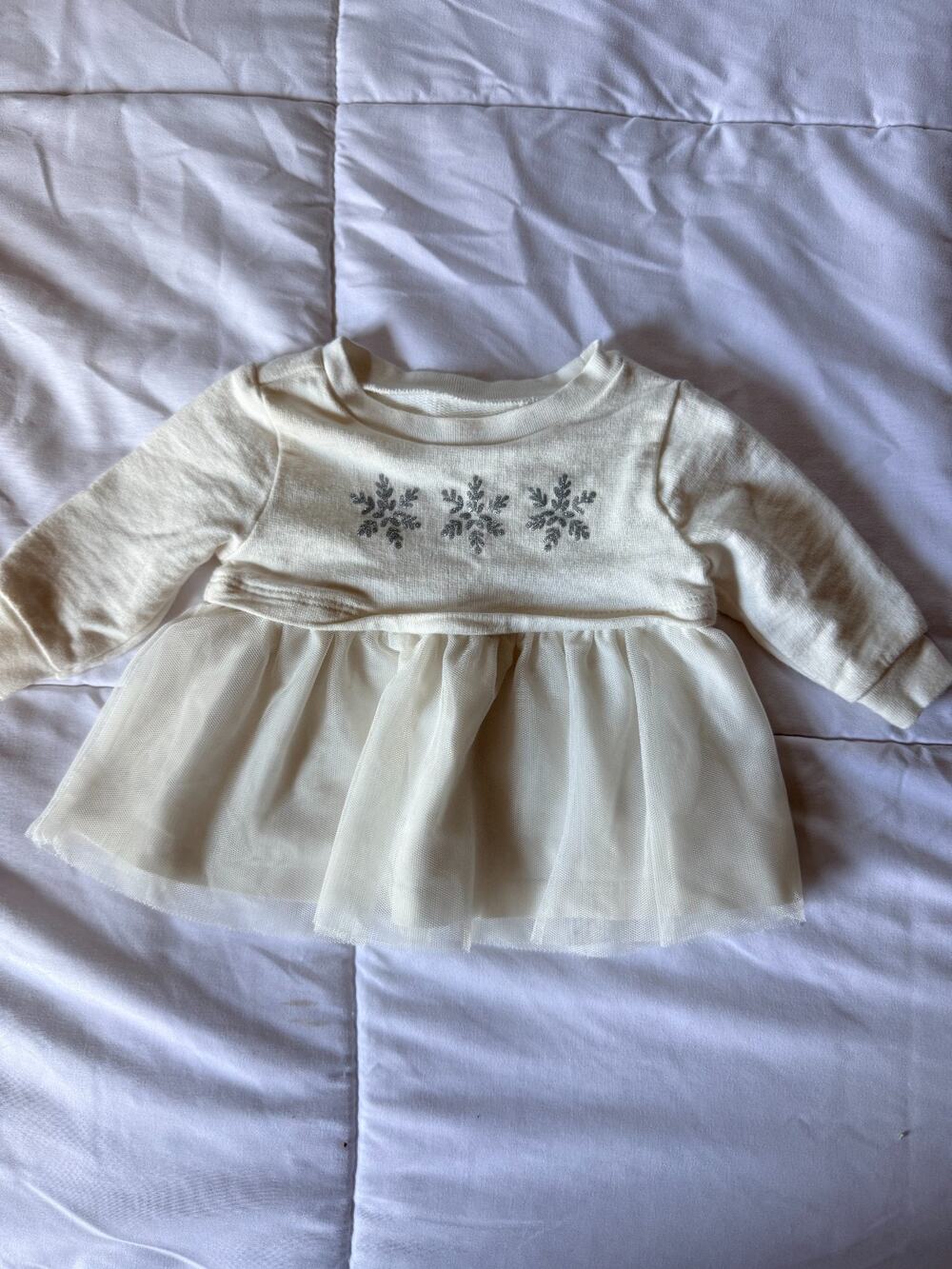 Carterโs Just One You Newborn Dress Ivory Tulle Snowflake Holiday Baby Girl